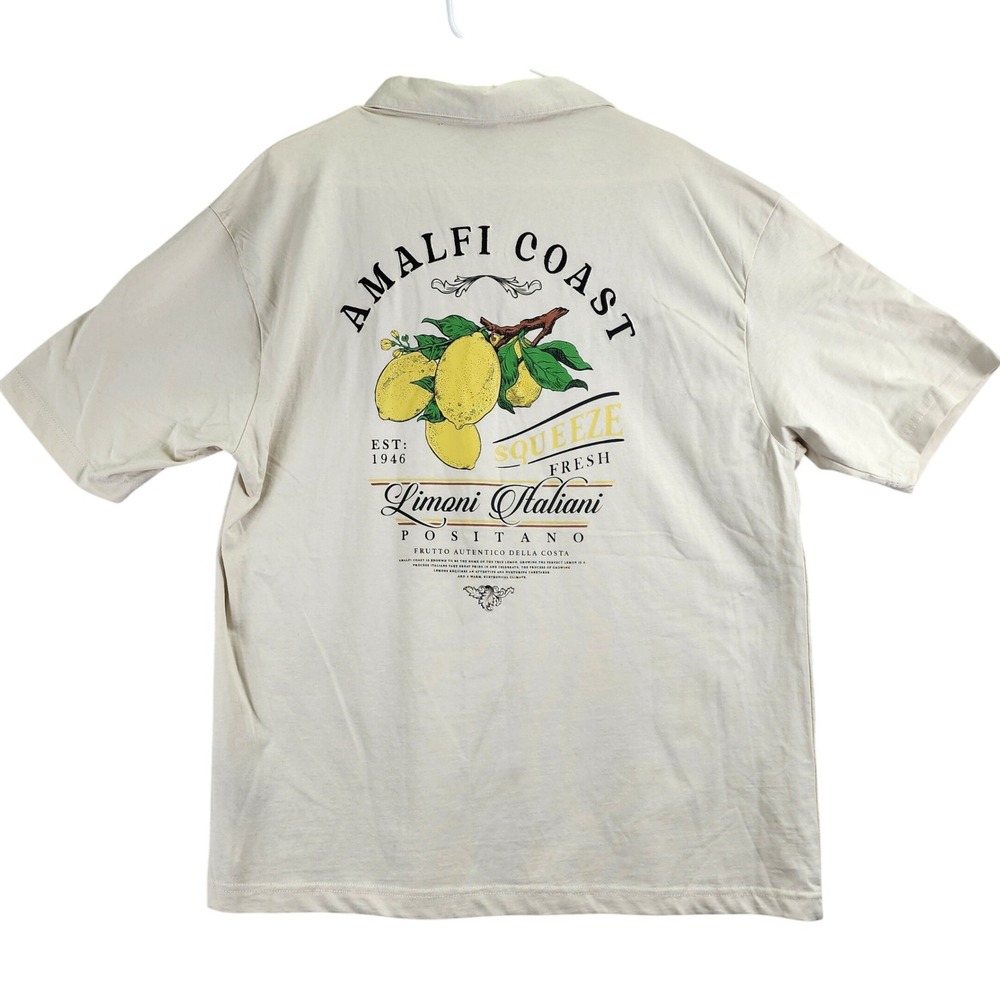 Saints Studio Amalfi Coast Lemon Graphic Shirt Mens XL Cream Positano‎ Vacation